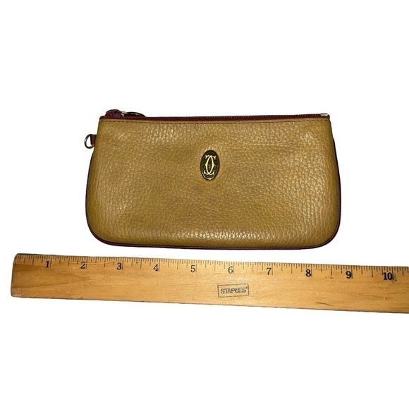 VTG Must de Cartier Leather Coin Pouch Clutch Wallet Wristlet Mustard Yellow - Picture 8 of 14